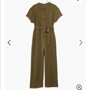 Short-Sleeve Belted Jumpsuit